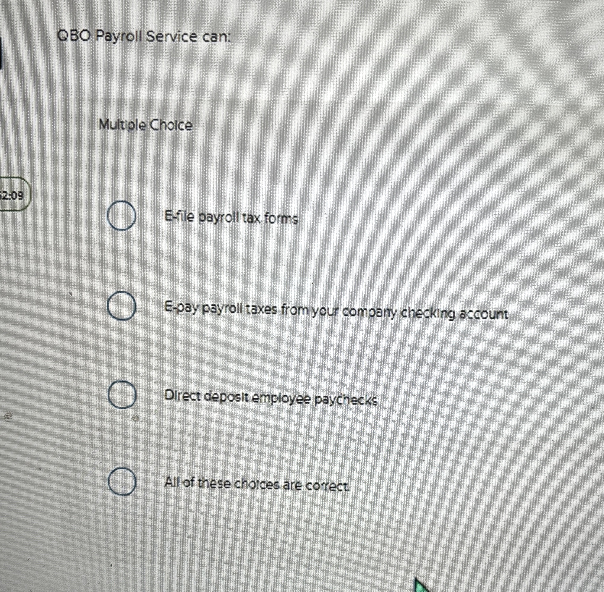 QBO Payroll Service can: Multiple Cholce E - file