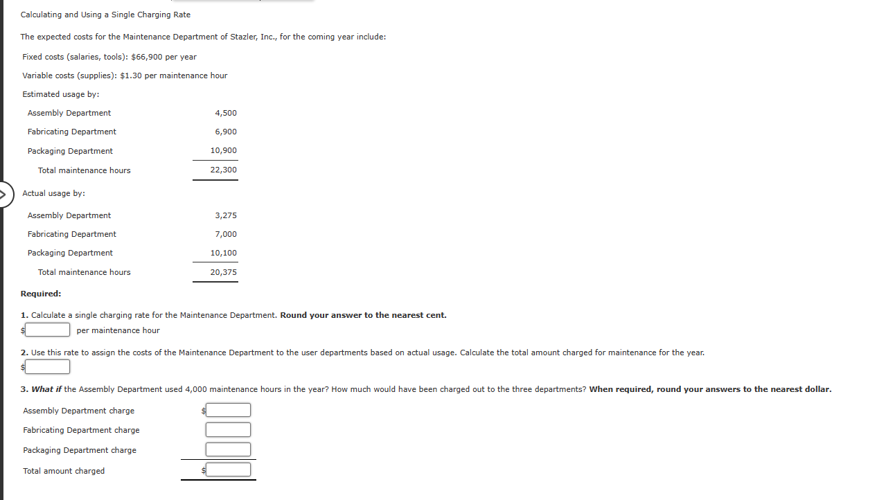 Calculating and Using a Single Charging Rate The
