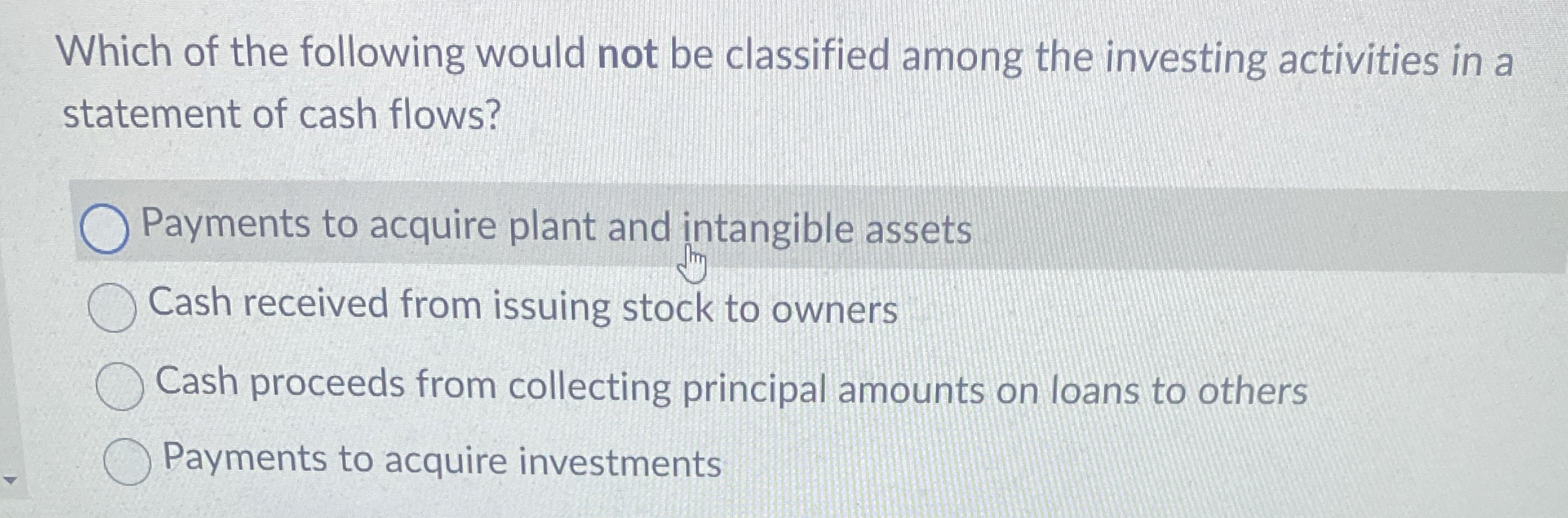 Which of the following would not be classified