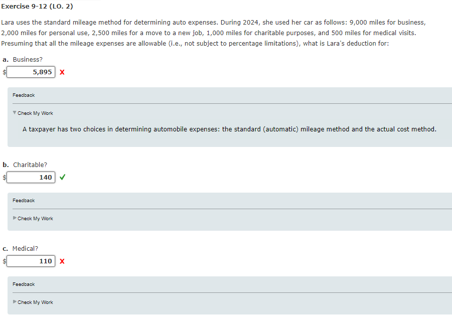 Exercise 9 - 1 2 ( LO . 2 ) Lara uses the