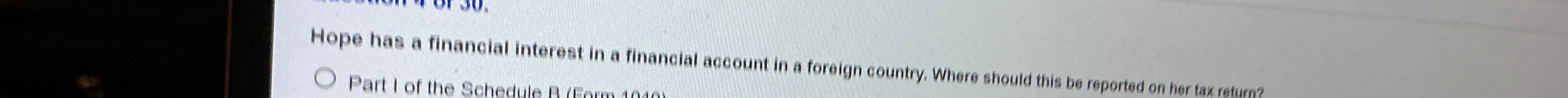 Hope has a financial interest in a financial
