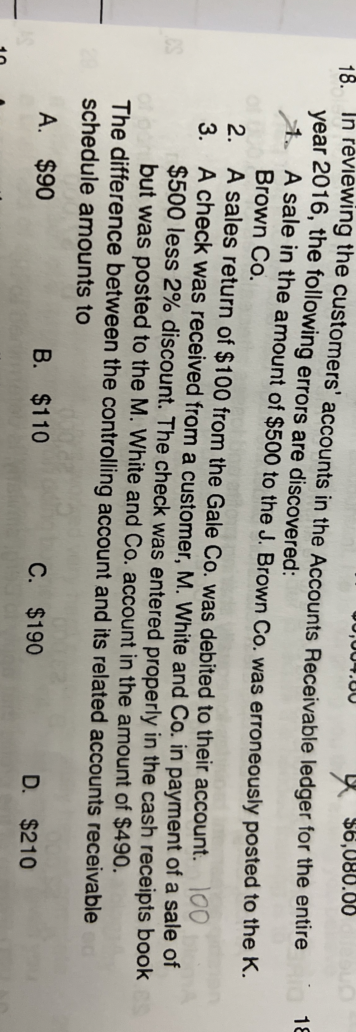 In reviewing the customers' accounts in the