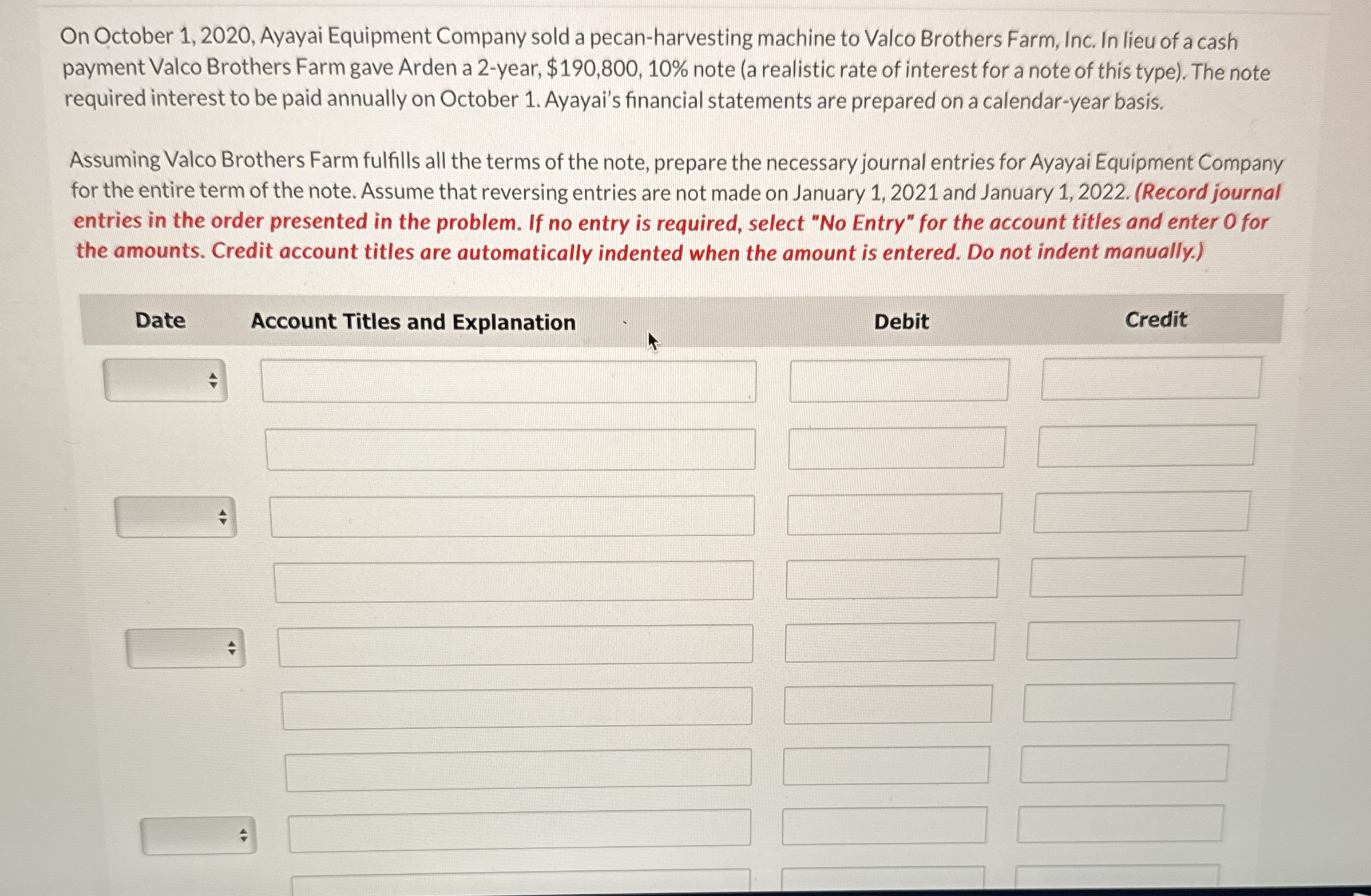 On October 1 , 2 0 2 0 , Ayayai Equipment Company