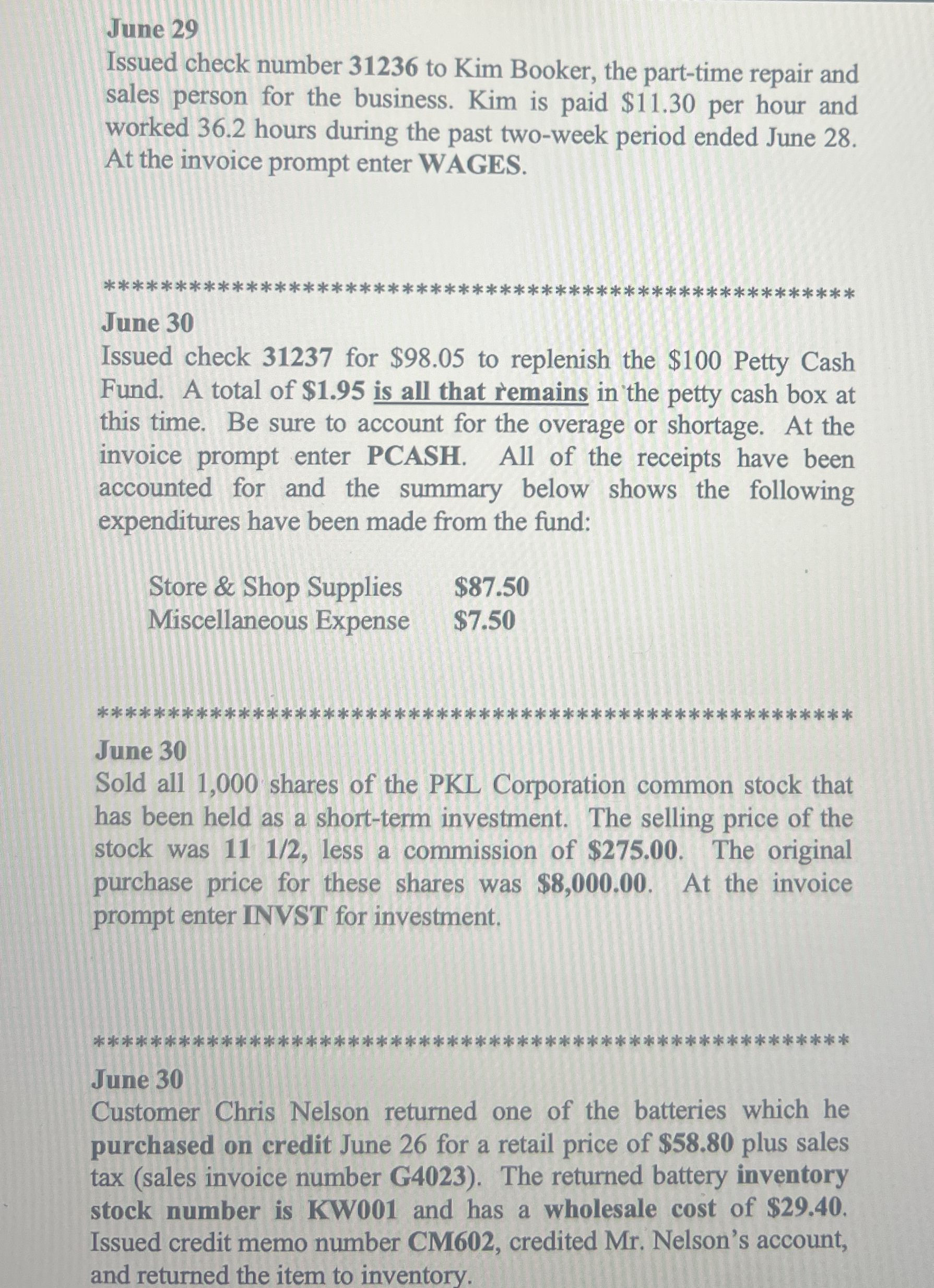 Make a general journal for each: June 2 9 Issued