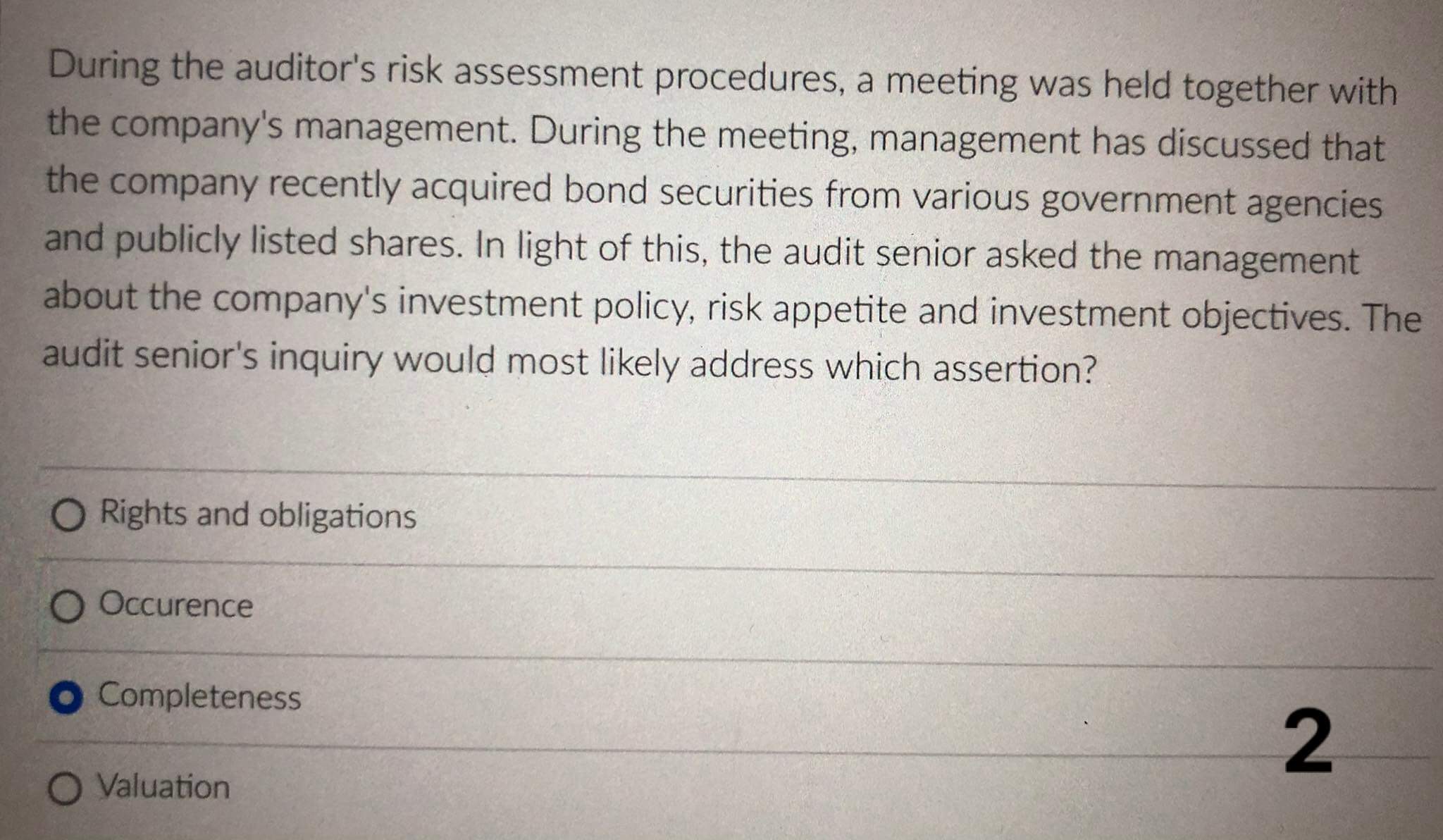 During the auditor's risk assessment