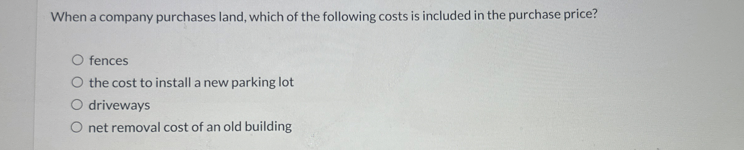 When a company purchases land, which of the