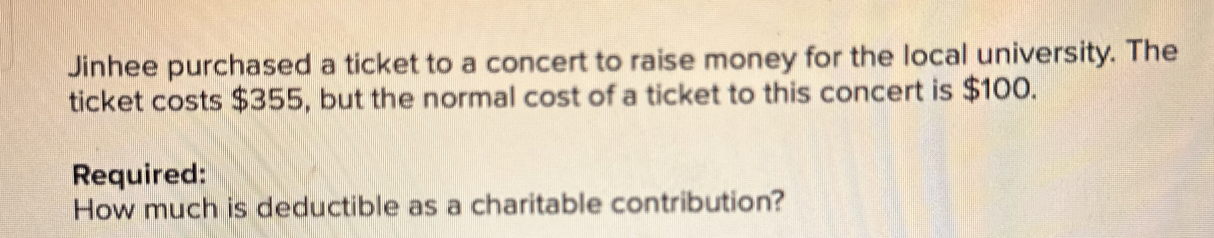 Jinhee purchased a ticket to a concert to raise