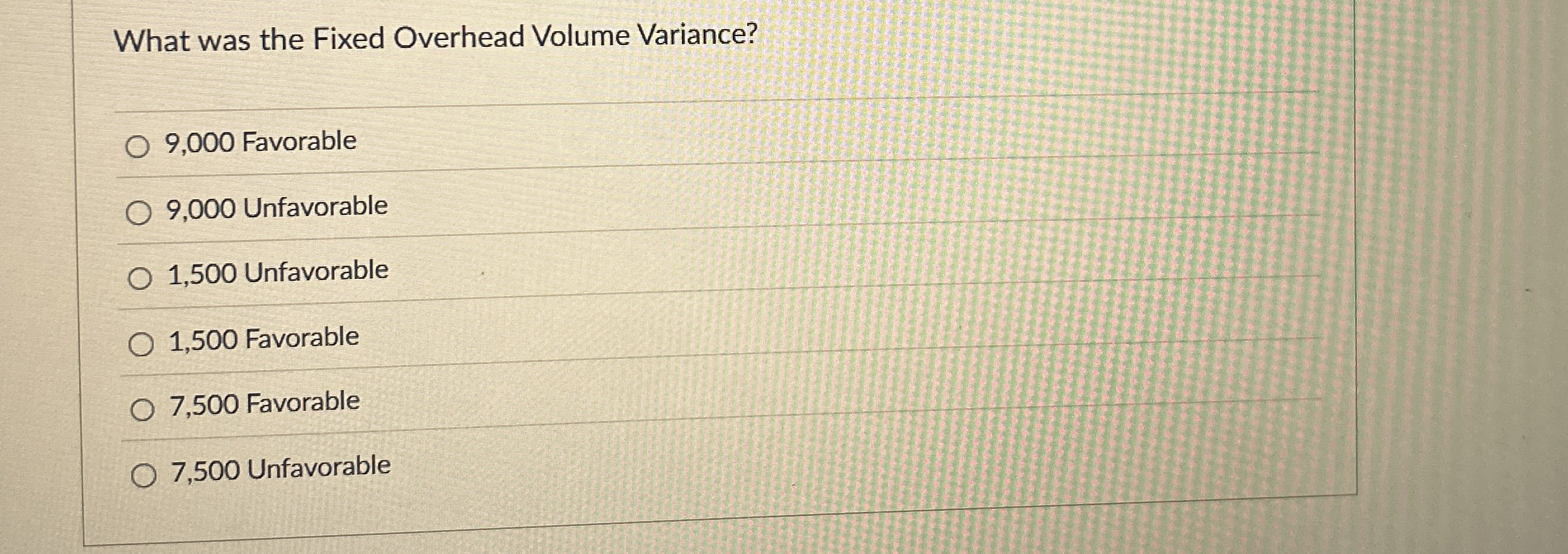 What was the Fixed Overhead Volume Variance? 9 ,