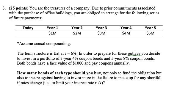 3. (25 points) You are the treasurer of a