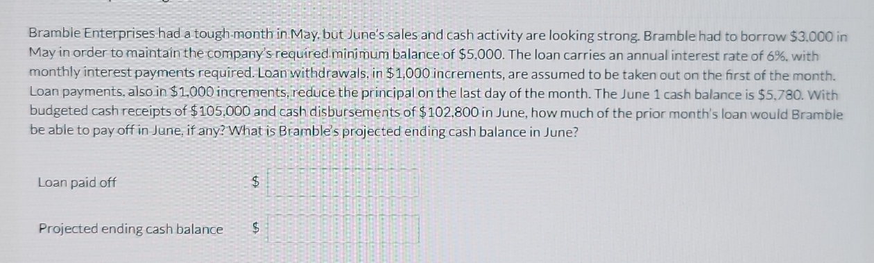 Bramble Enterprises had a tough-month in May, but