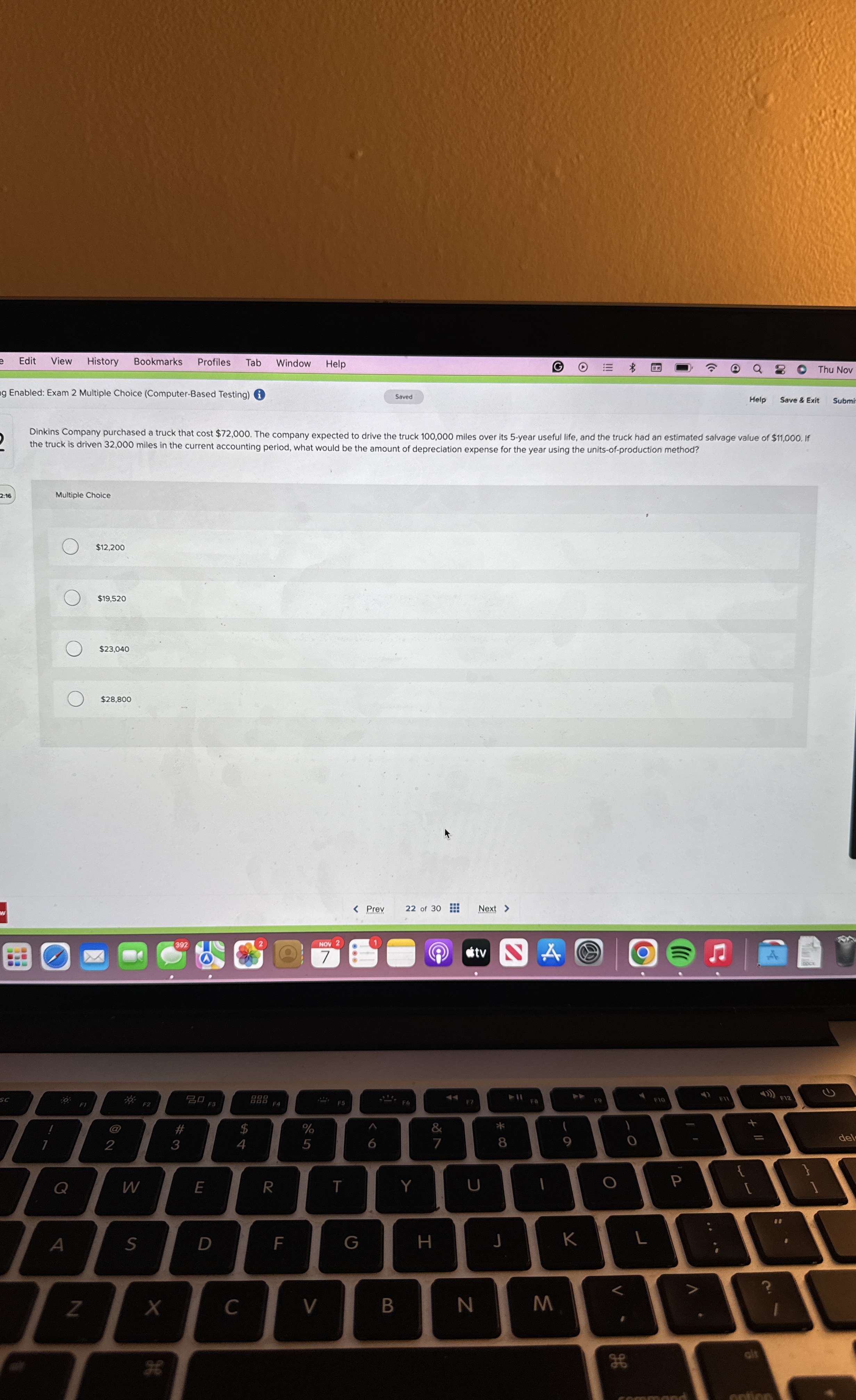 Enabled: Exam 2 Multiple Choice ( Computer -