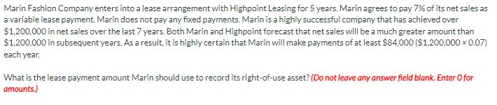 Marin Fashion Company enters into a lease