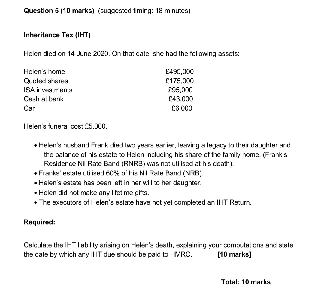 try to do it thanks Question 5 (10 marks)