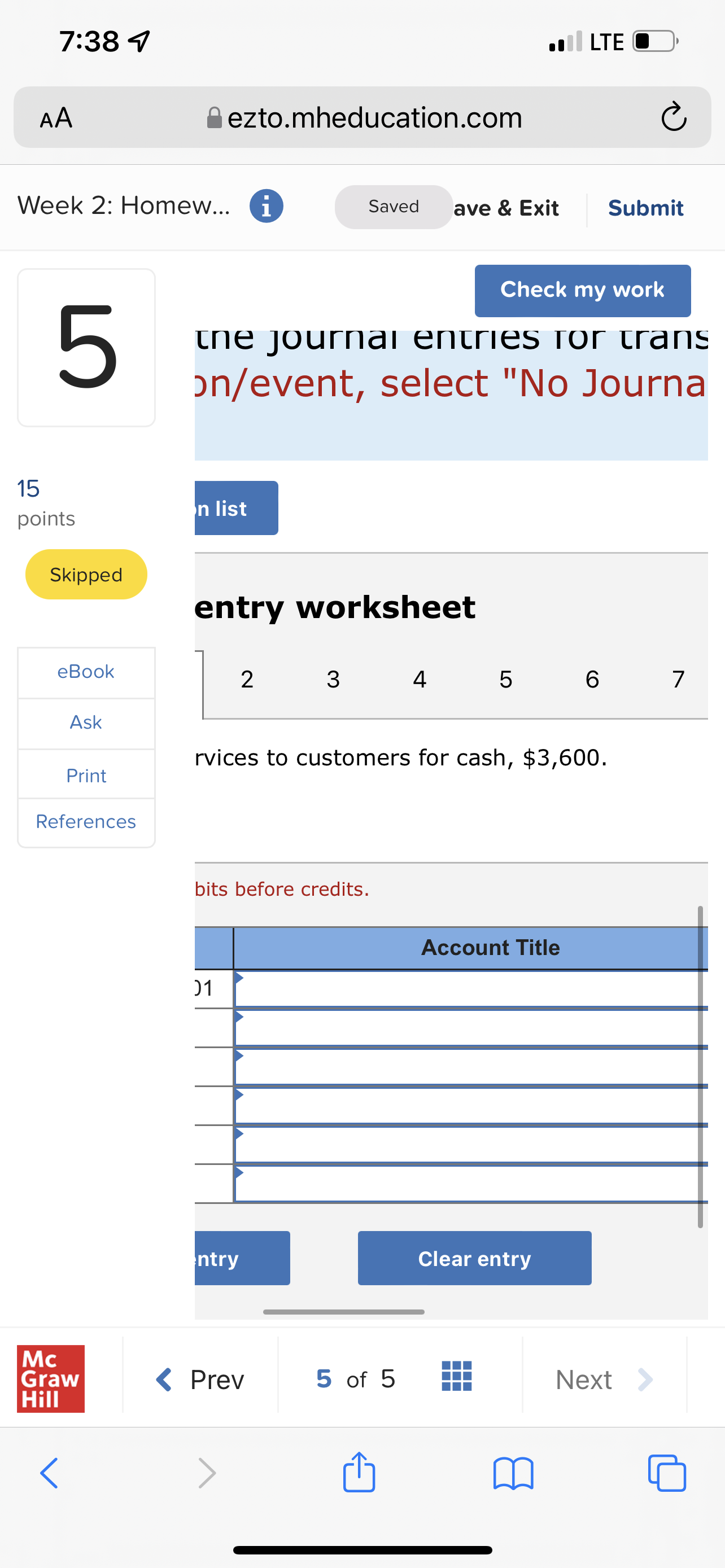 7:38 4 . LTE C AA ezto.mheducation.com C Week 2: