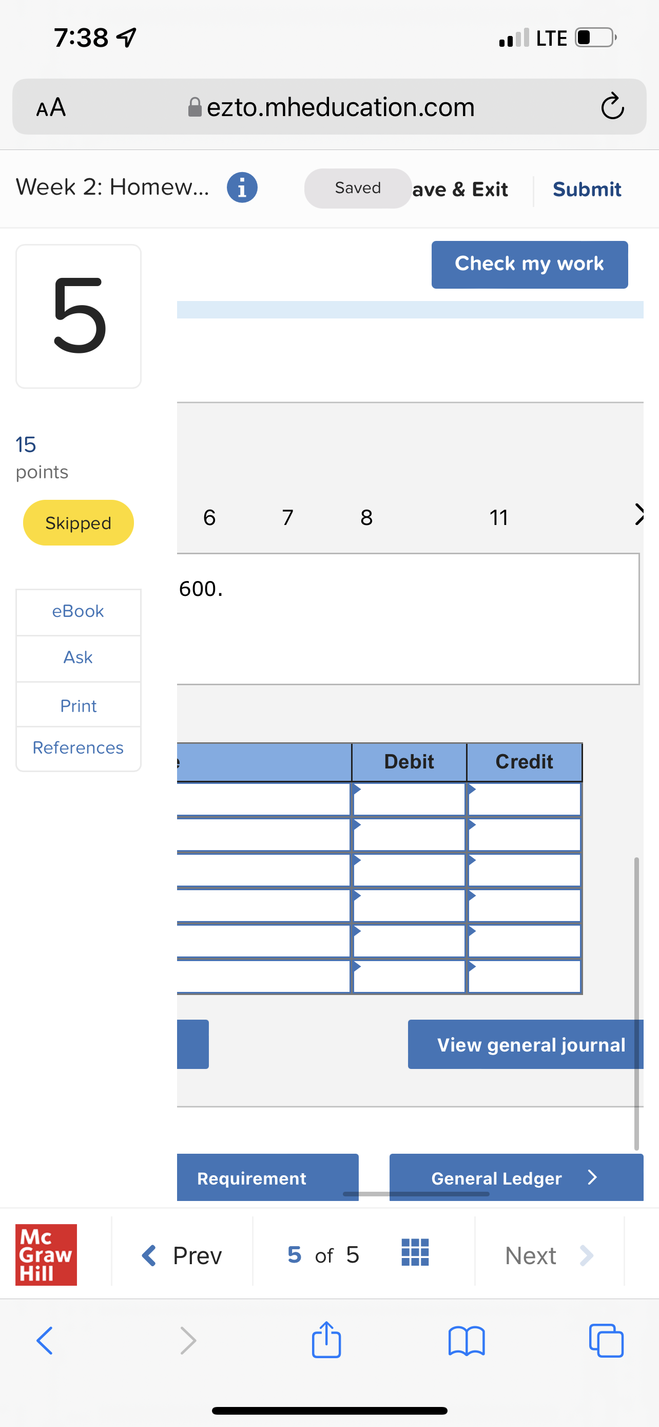 7:38 4 . LTE C AA ezto.mheducation.com C Week 2: