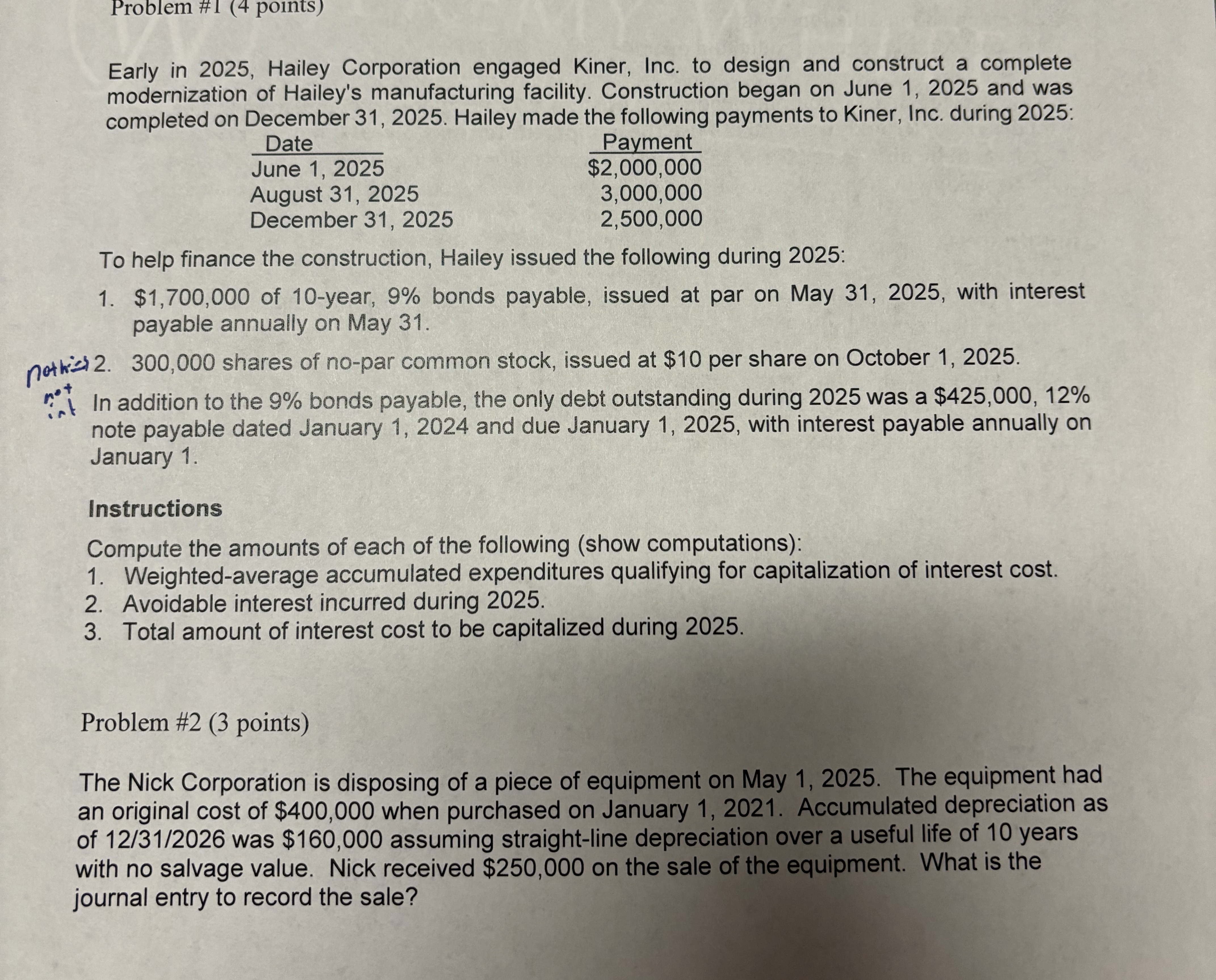 Problem #I ( 4 points ) Early in 2 0 2 5 , Hailey