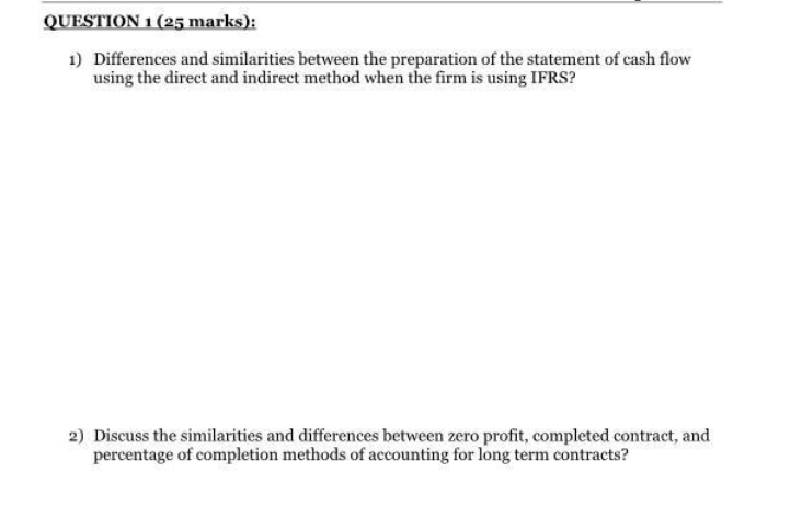 QUESTION 1 (25 marks): 1) Differences and