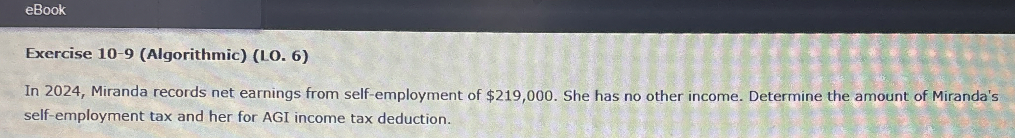 eBook Exercise 1 0 - 9 ( Algorithmic ) ( LO . 6 )