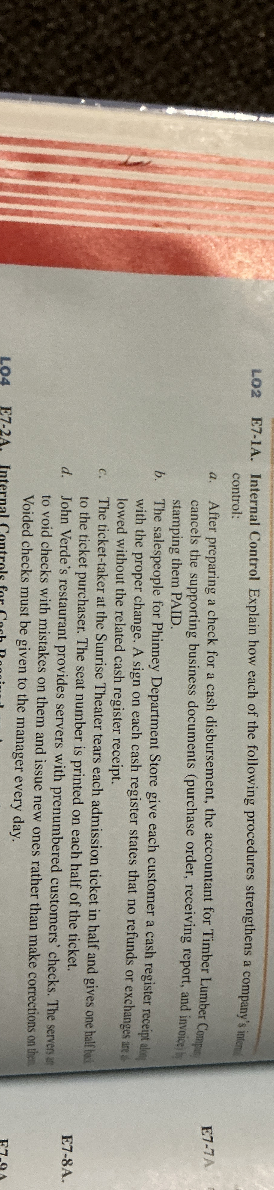 L 0 2 E 7 - 1 A . Internal Control Explain how