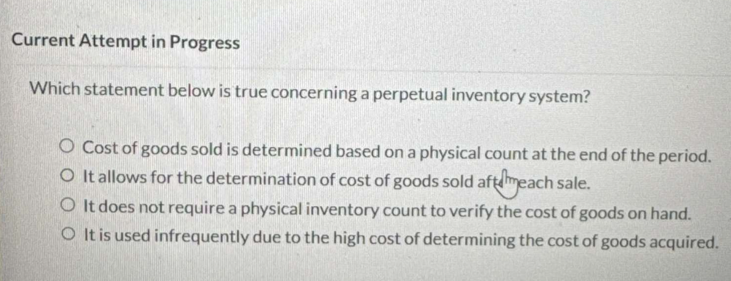 Current Attempt in Progress Which statement below