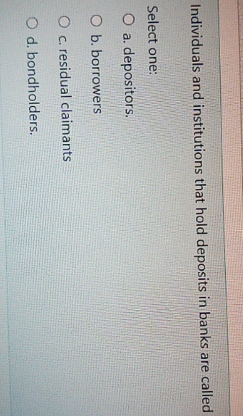 individual and institution that hold deposit in