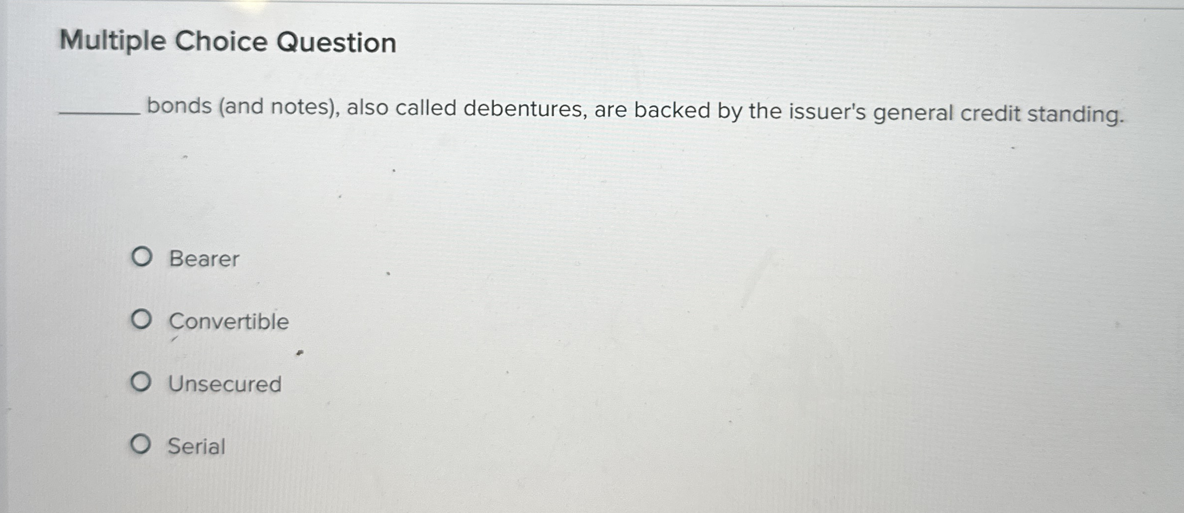 Multiple Choice Question bonds ( and notes ) ,