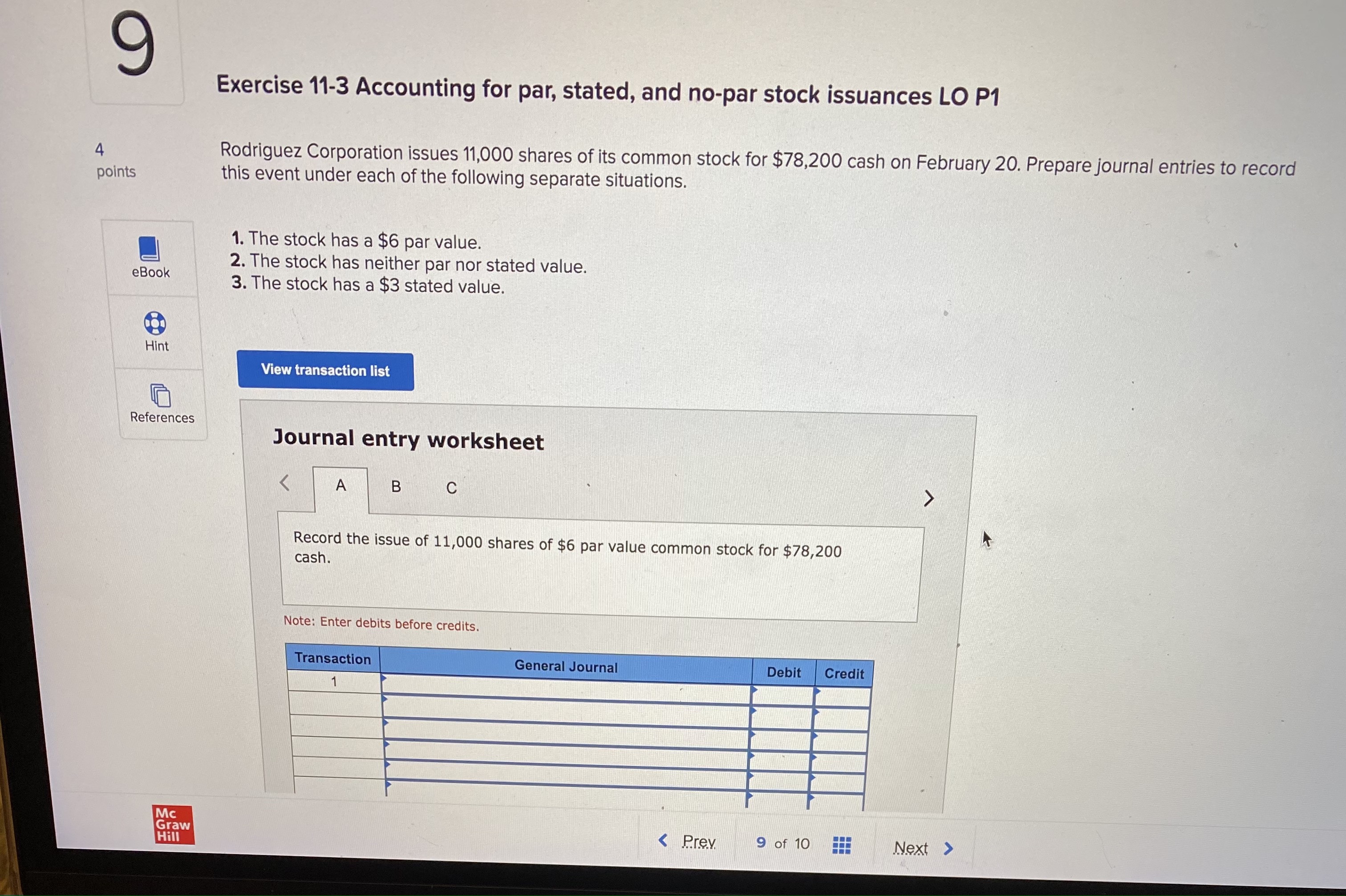 QS 11-3 Issuance of par and stated value common