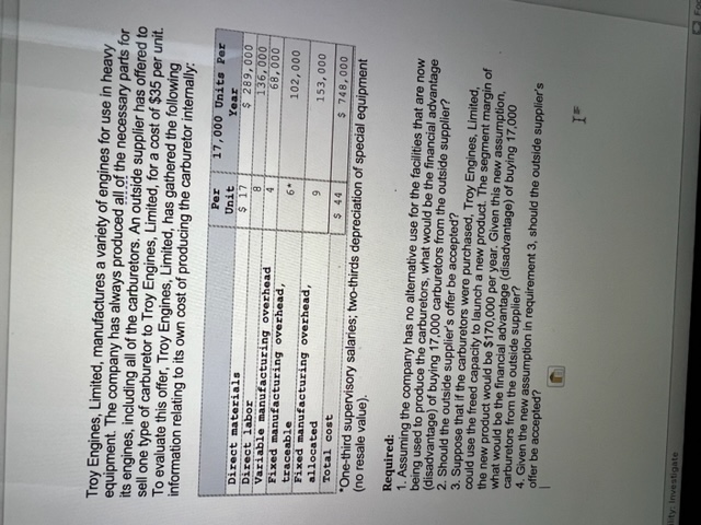 Troy Engines, Limited, manufactures a variety of