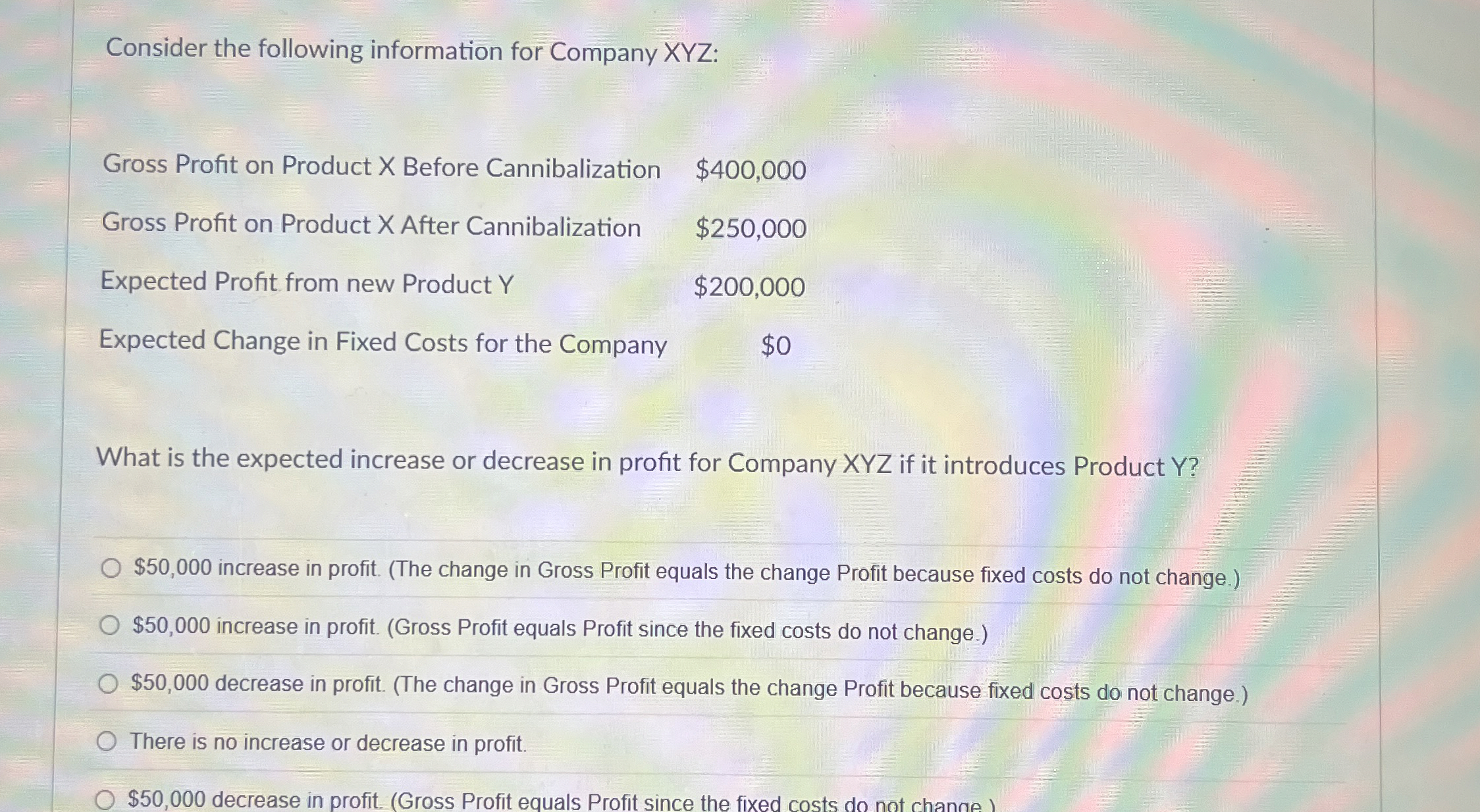 Consider the following information for Company