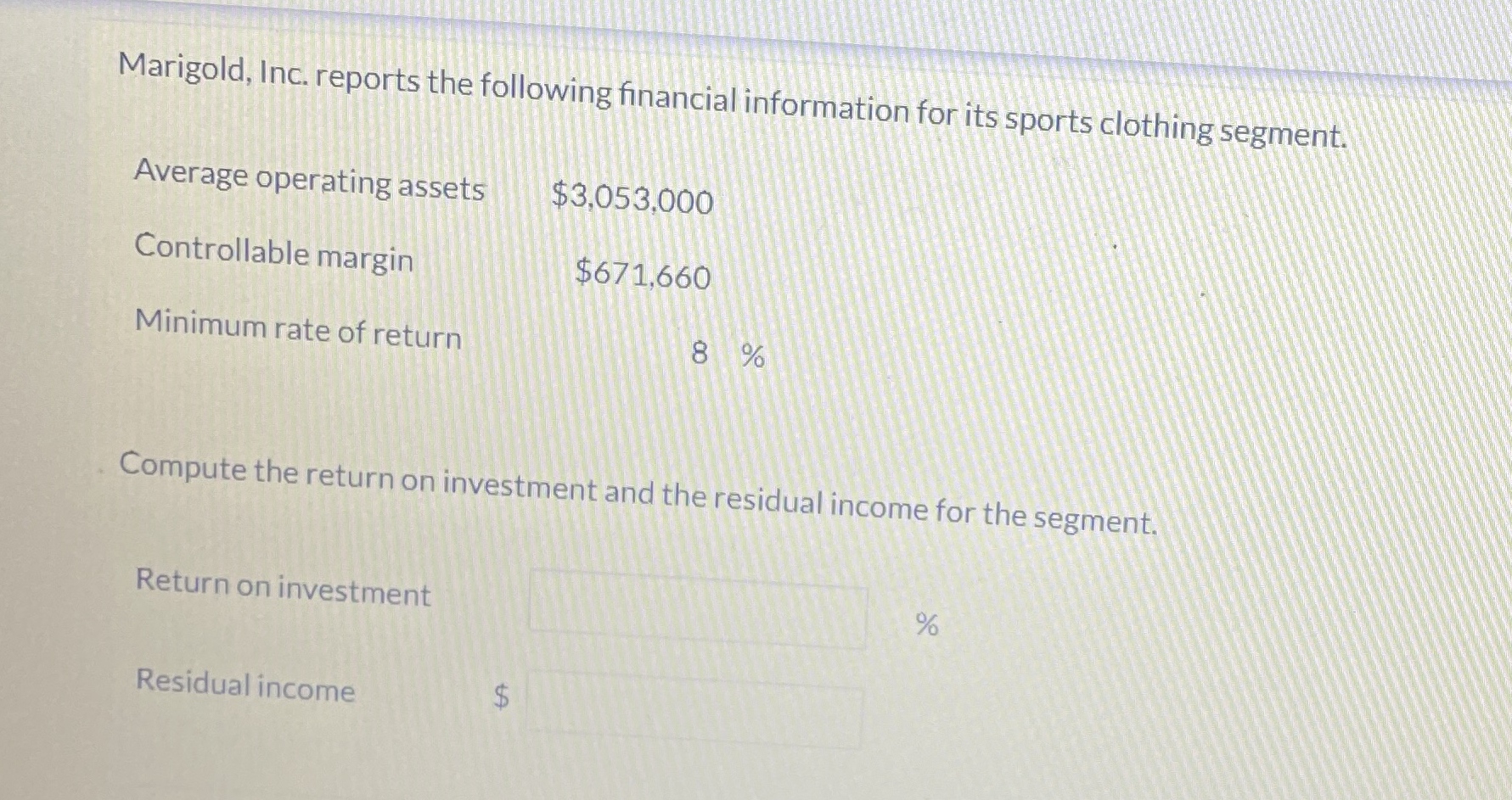 Marigold, Inc. reports the following financial