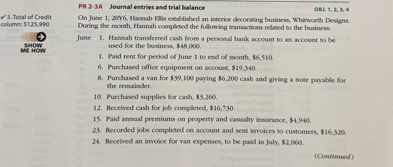 Total PR 2 - 3 A Journal entries and trial