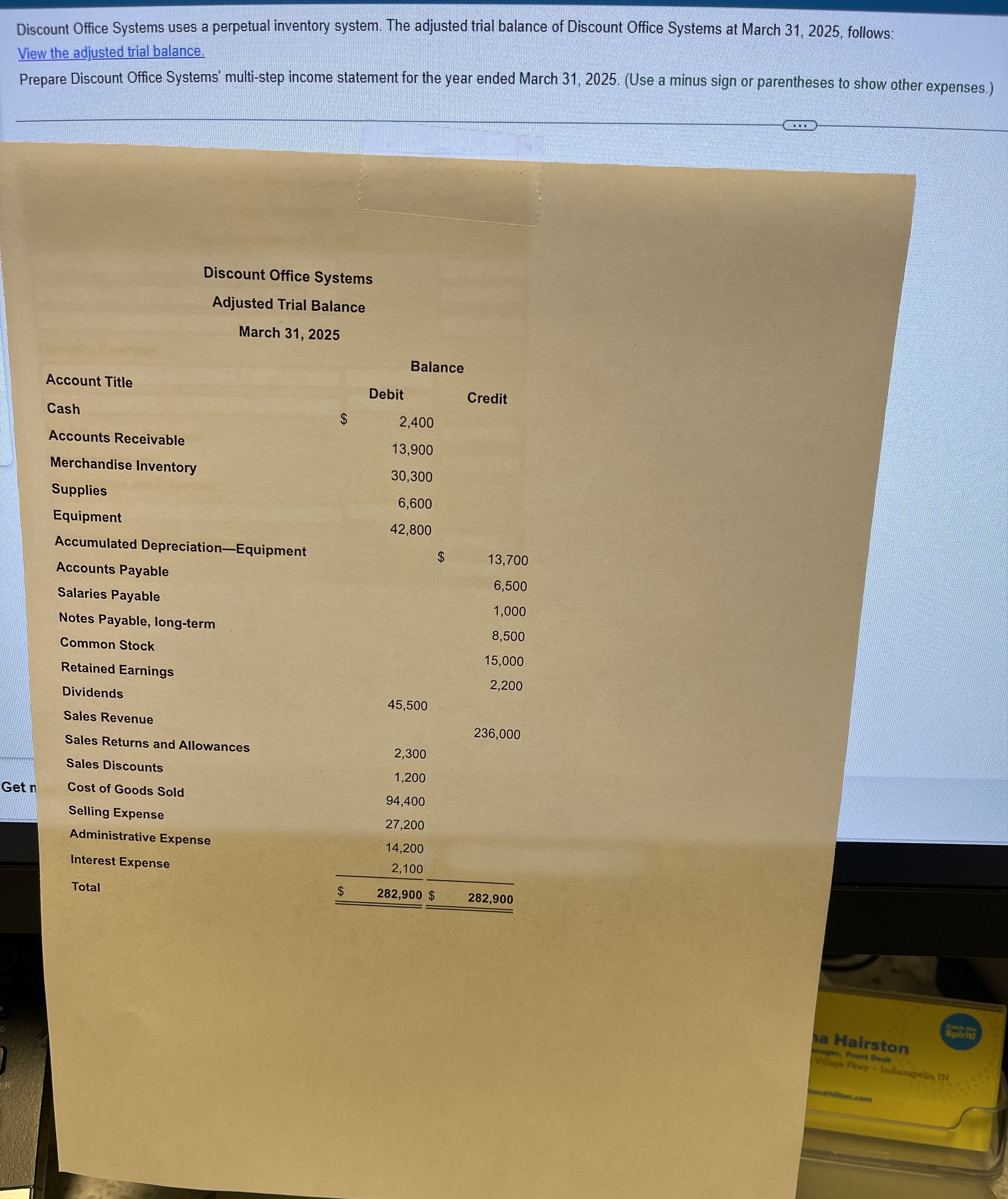 Discount Office Systems uses a perpetual