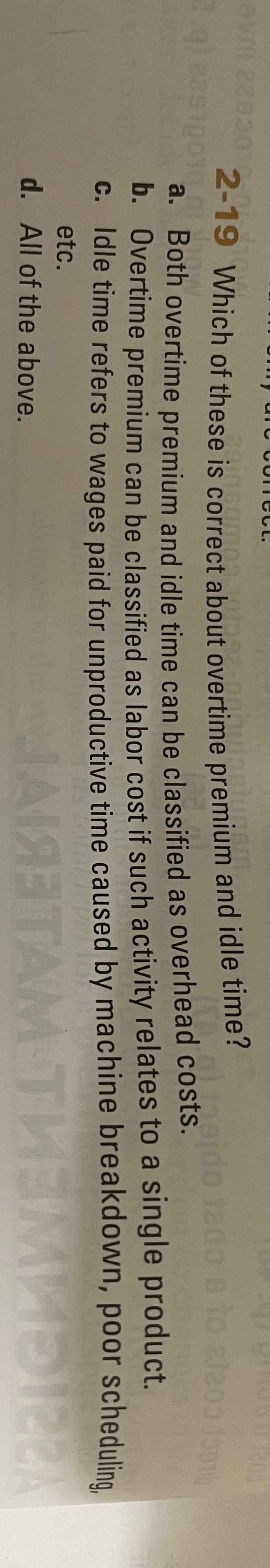 2 - 1 9 Which of these is correct about overtime