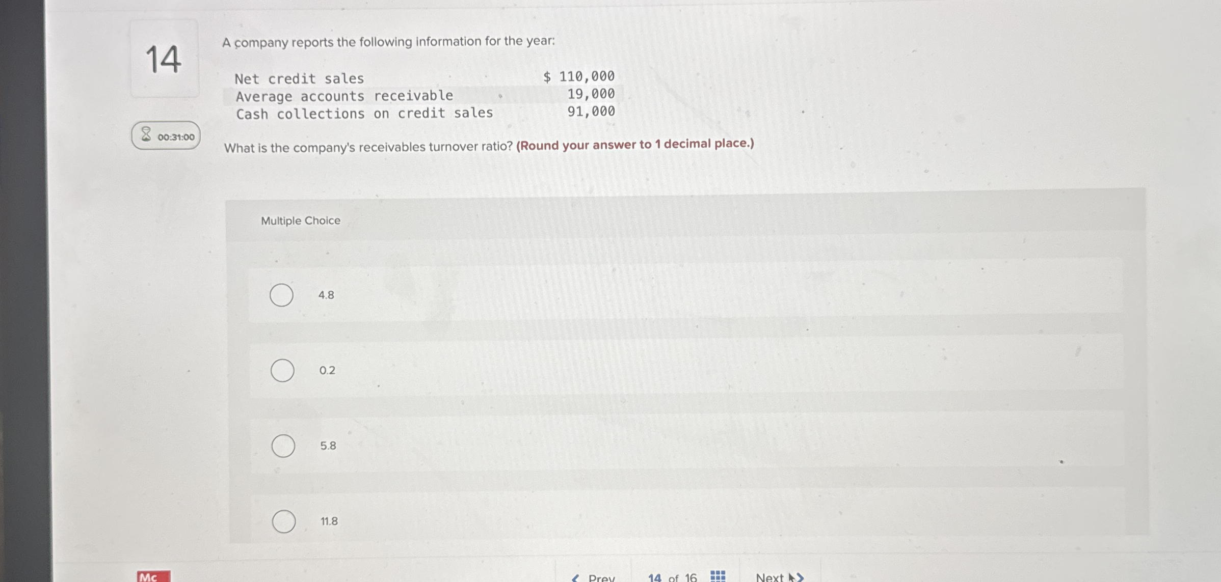 1 4 A company reports the following information