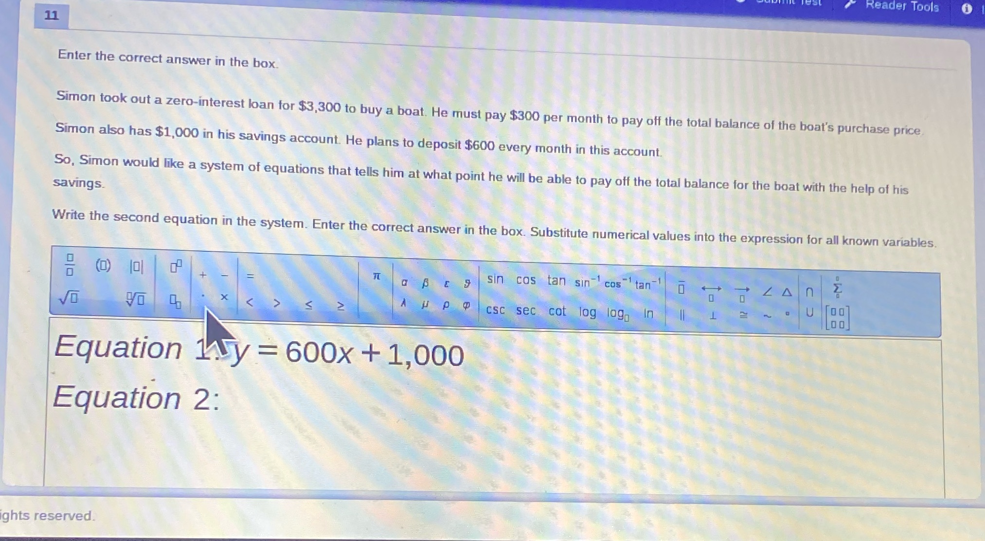 Reader Tools 11 Enter the correct answer in the
