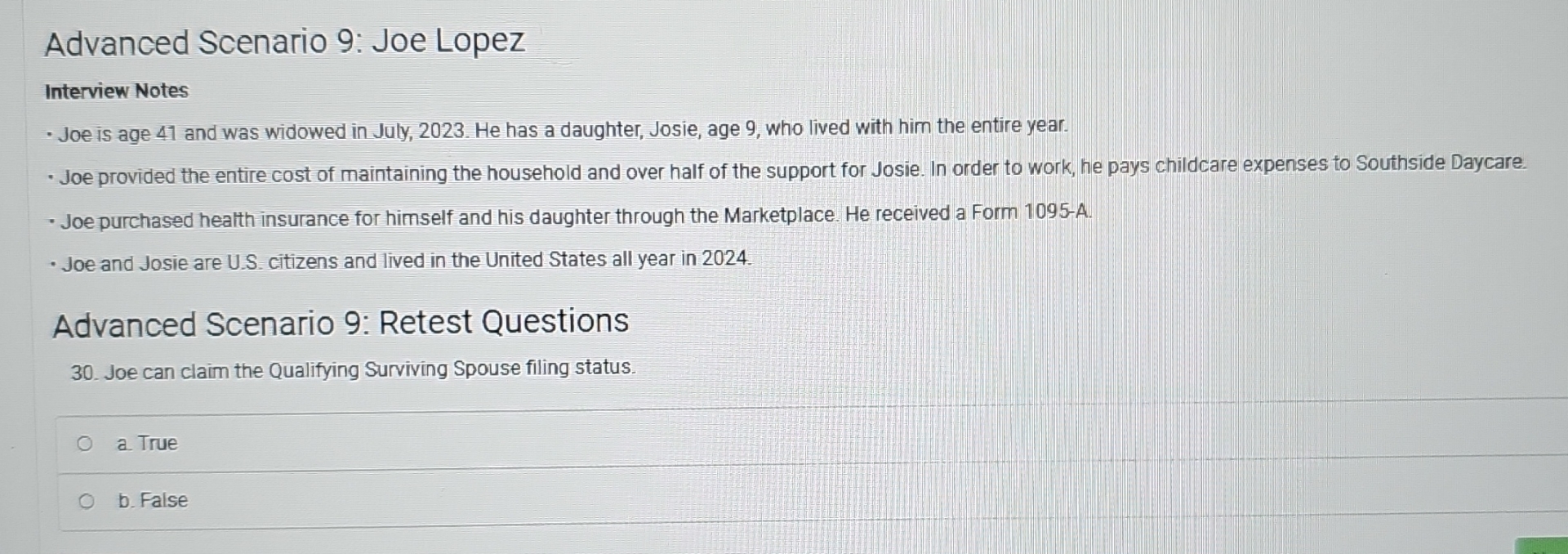 Advanced Scenario 9 : Joe Lopez Interview Notes