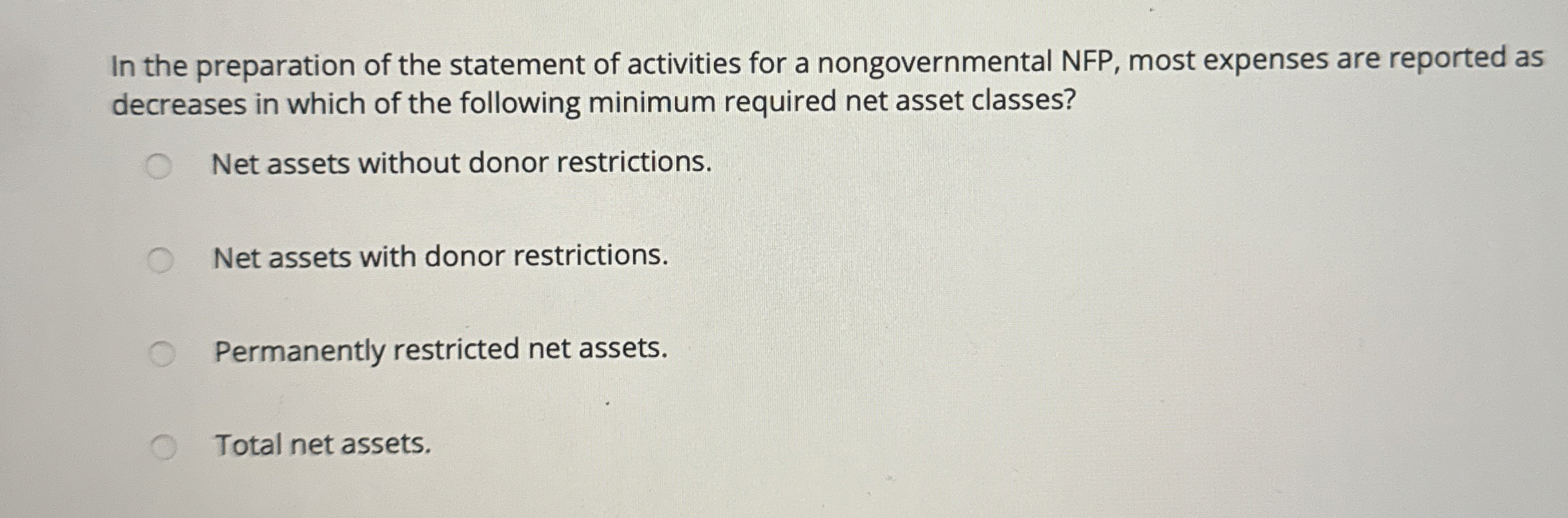 In the preparation of the statement of activities