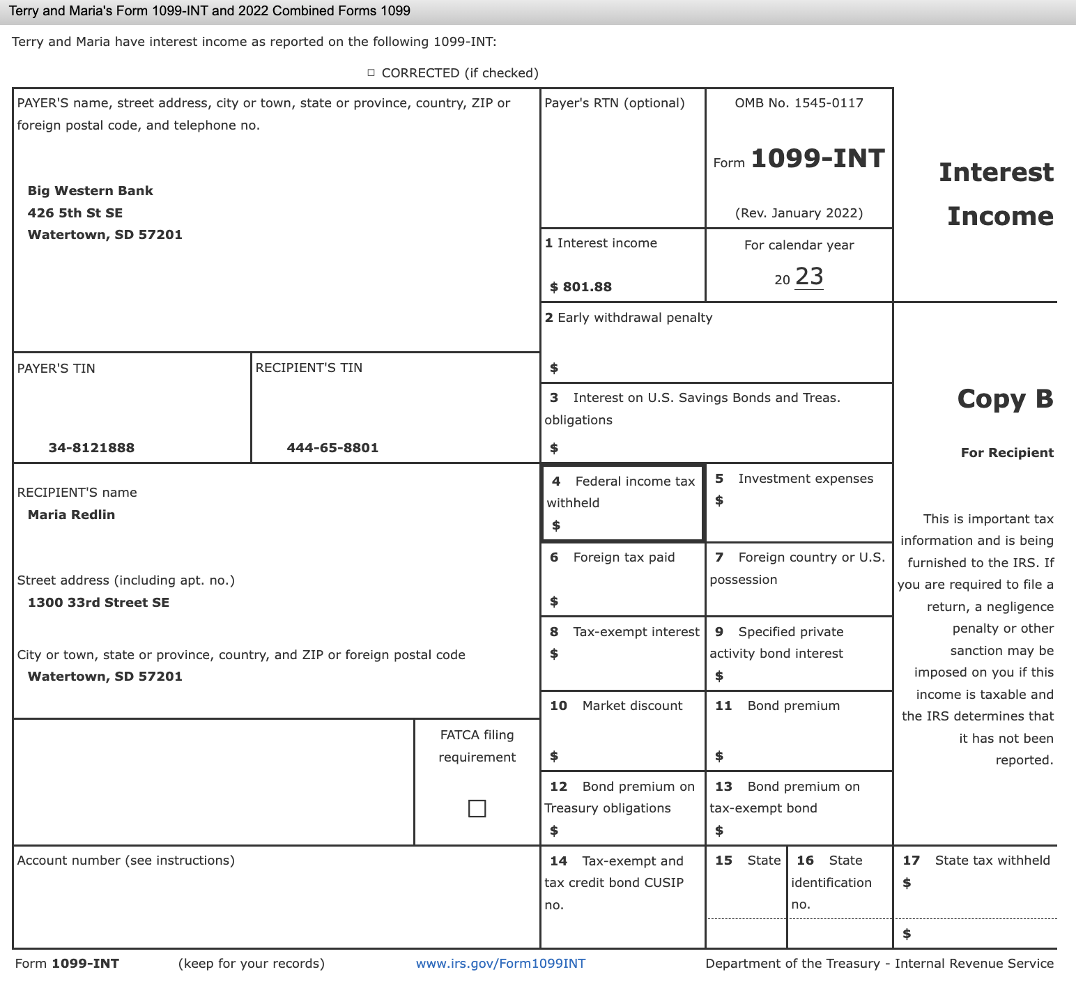 Comprehensive Problem 2-2A Terry and Maria Redlin
