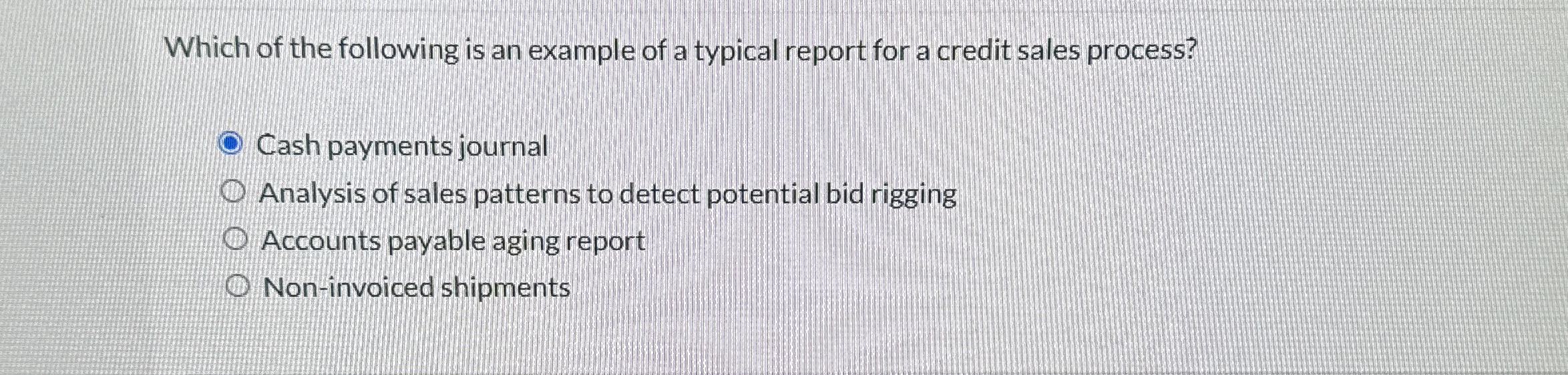 Which of the following is an example of a typical