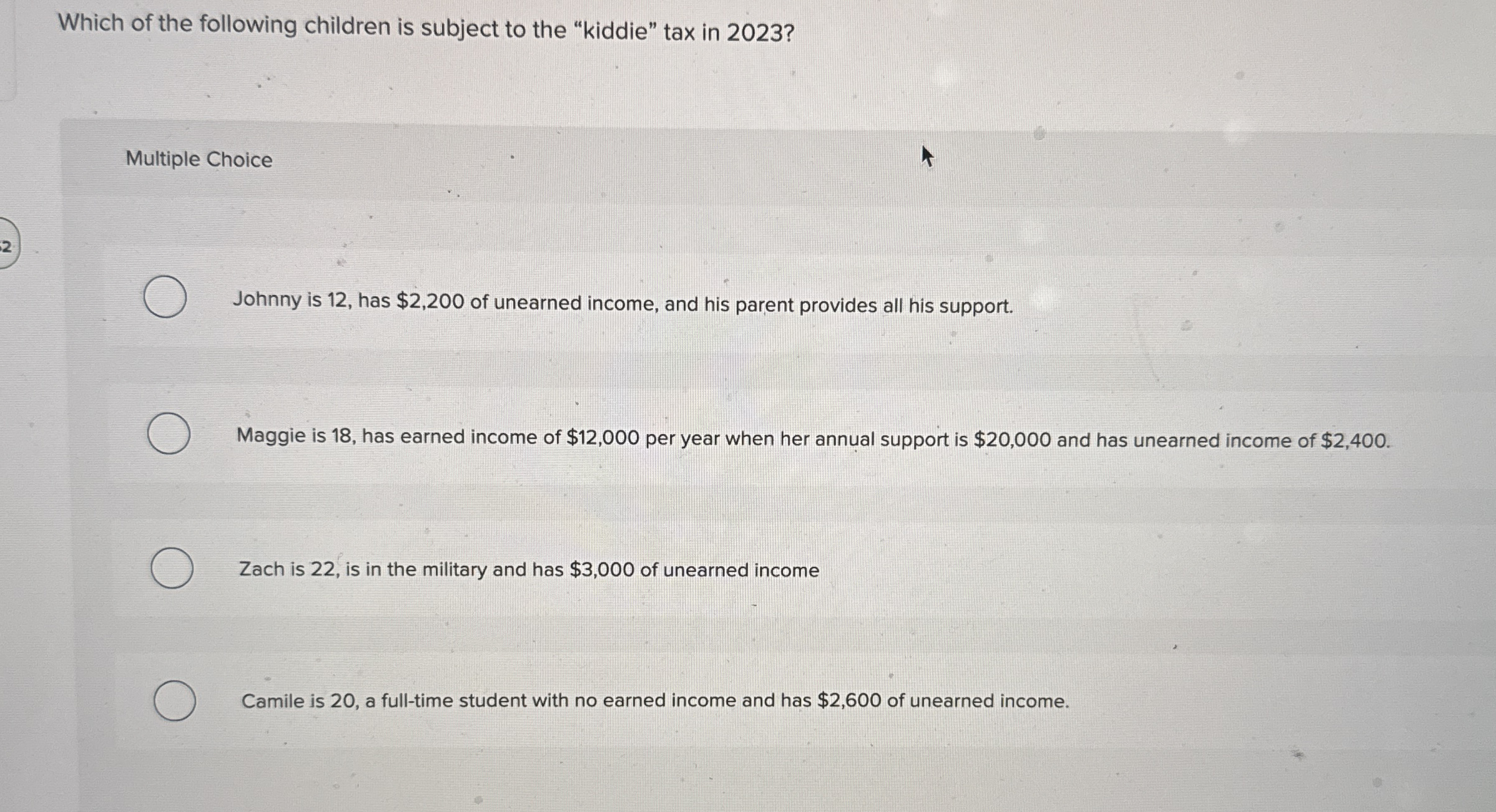 Which of the following children is subject to the