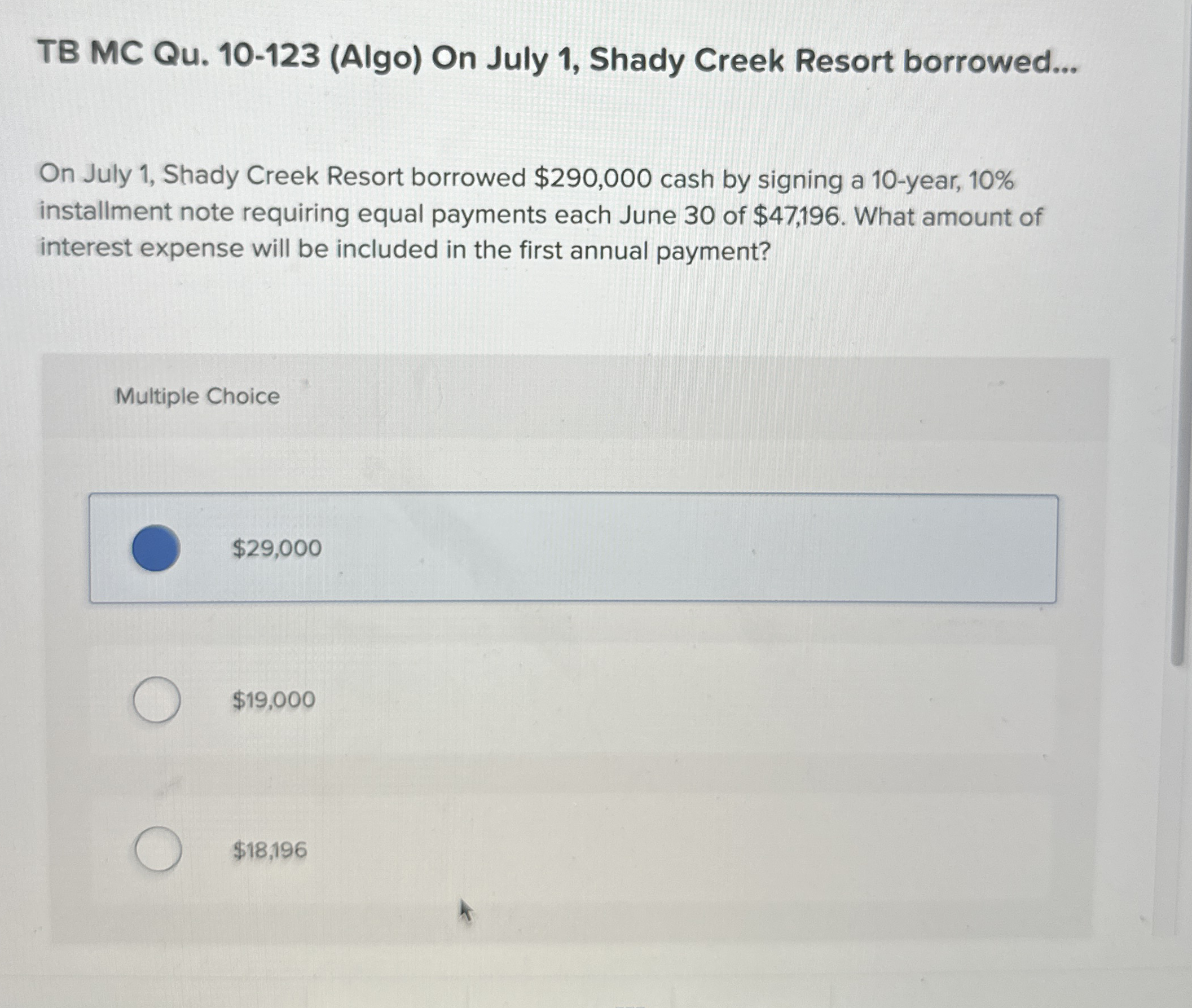 TB MC Qu . 1 0 - 1 2 3 ( Algo ) On July 1 , Shady