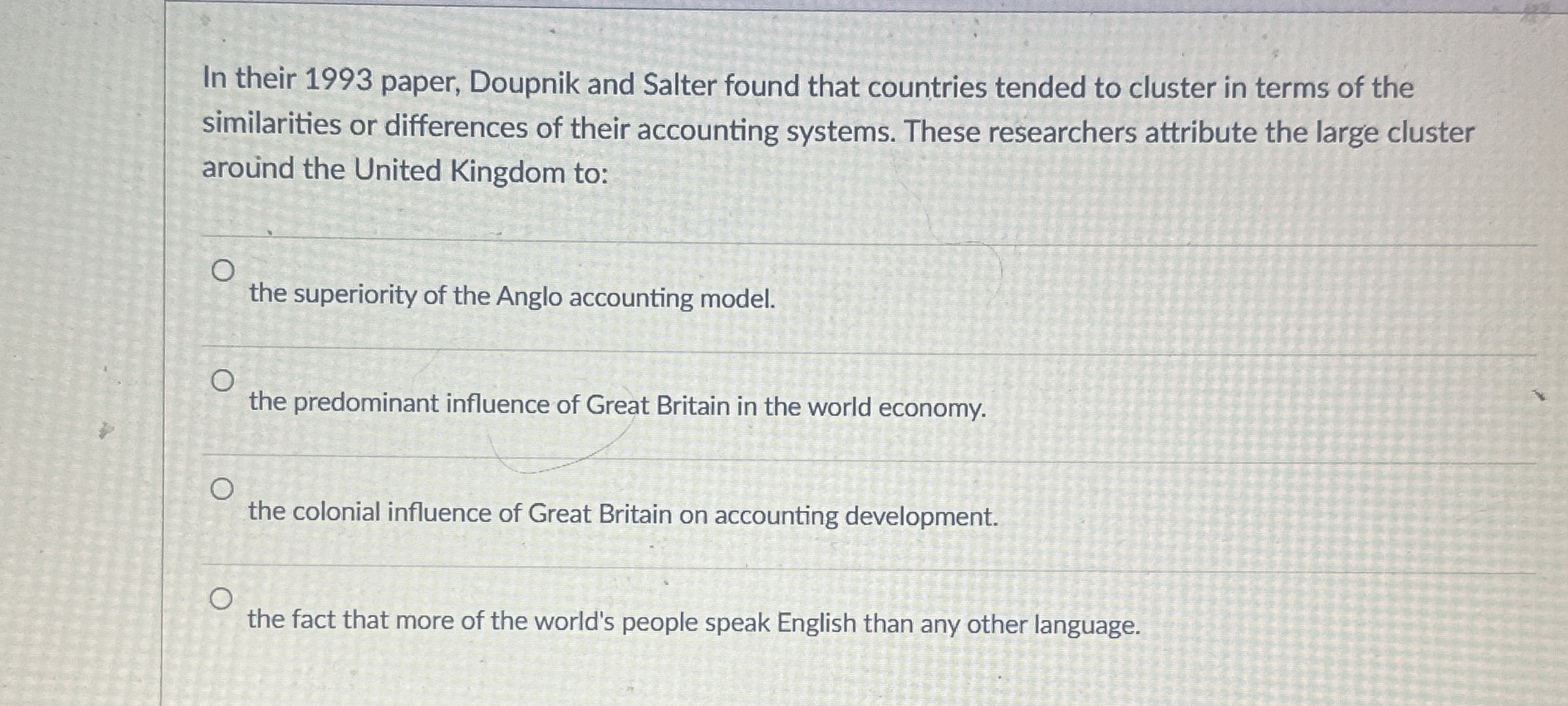 In their 1 9 9 3 paper, Doupnik and Salter found