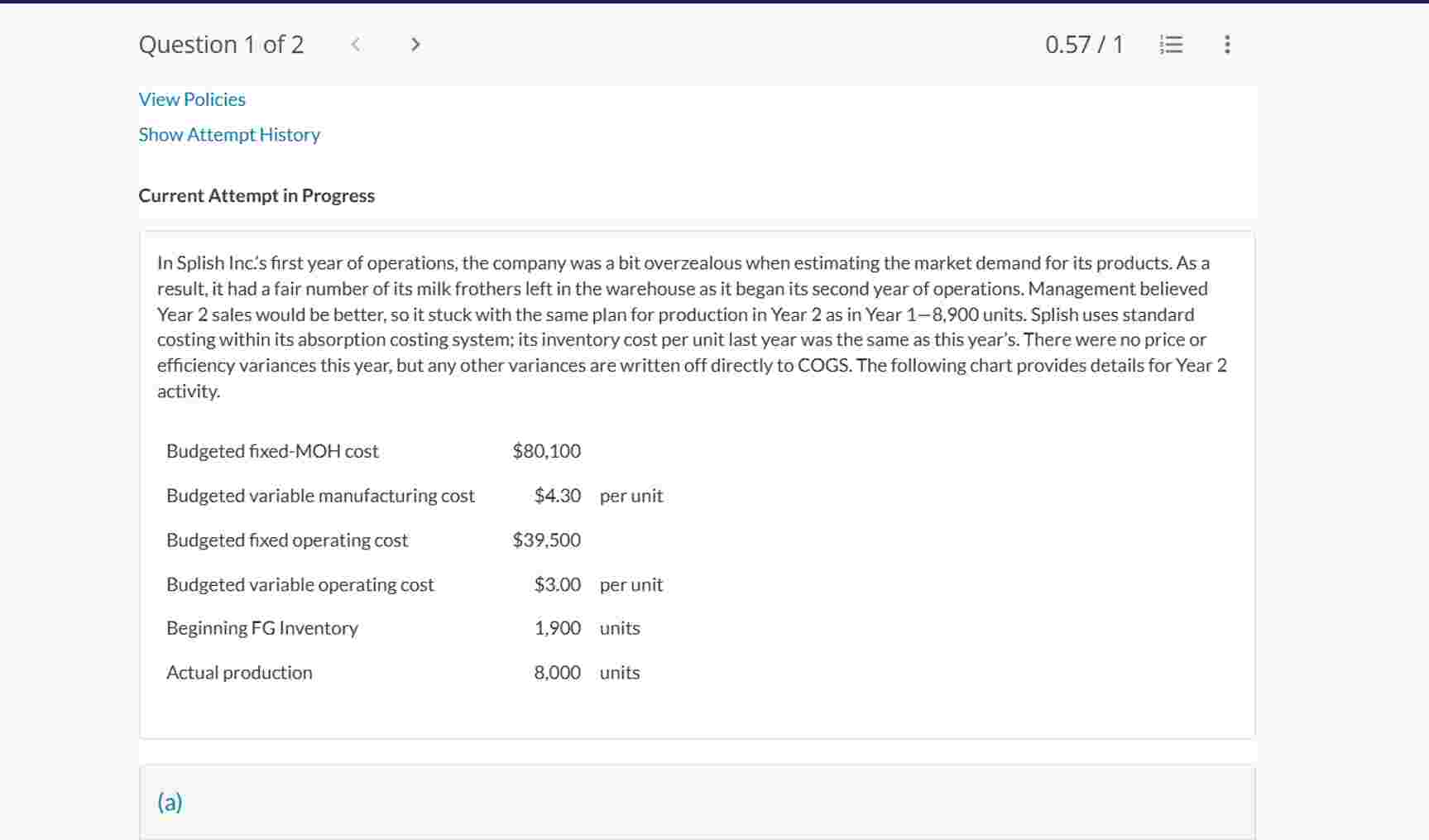 in splish's inc. ' s first year of operations,