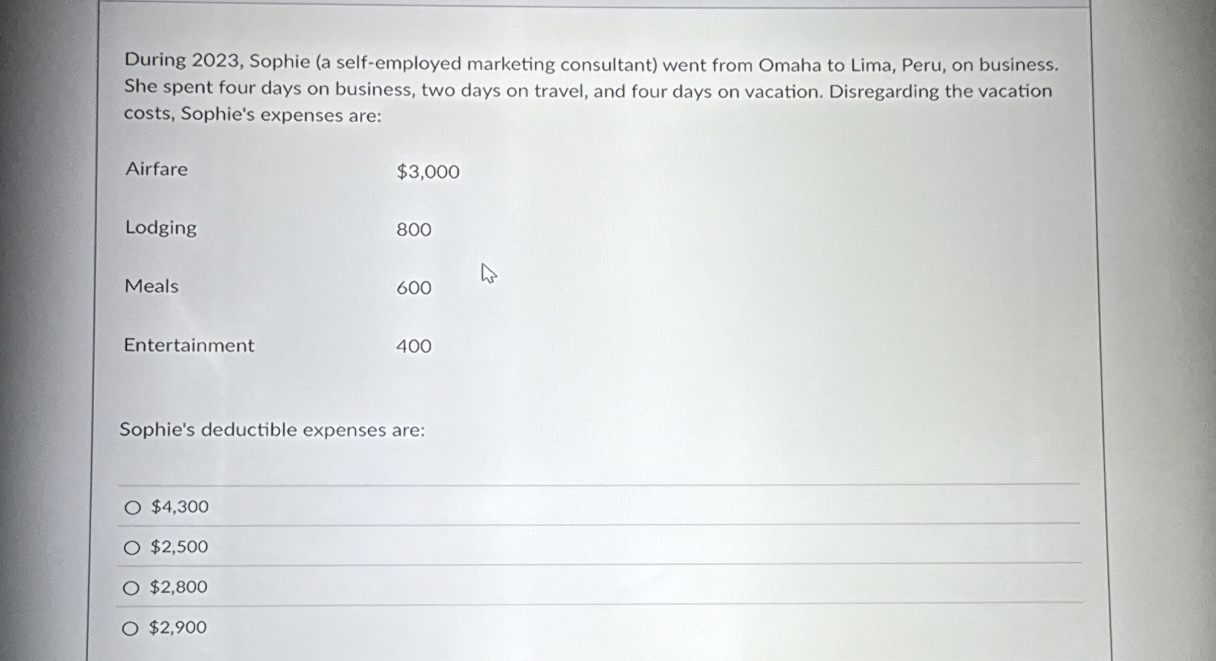 During 2 0 2 3 , Sophie ( a self - employed