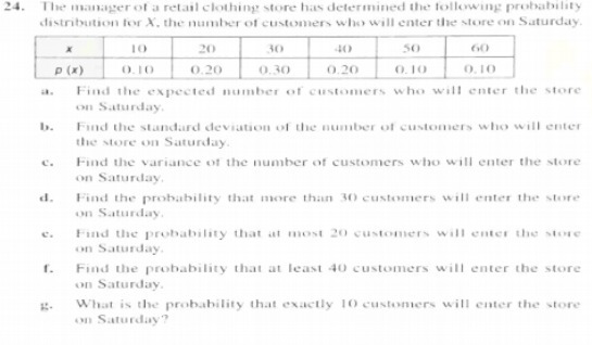24. The manager of a retail clothing store has
