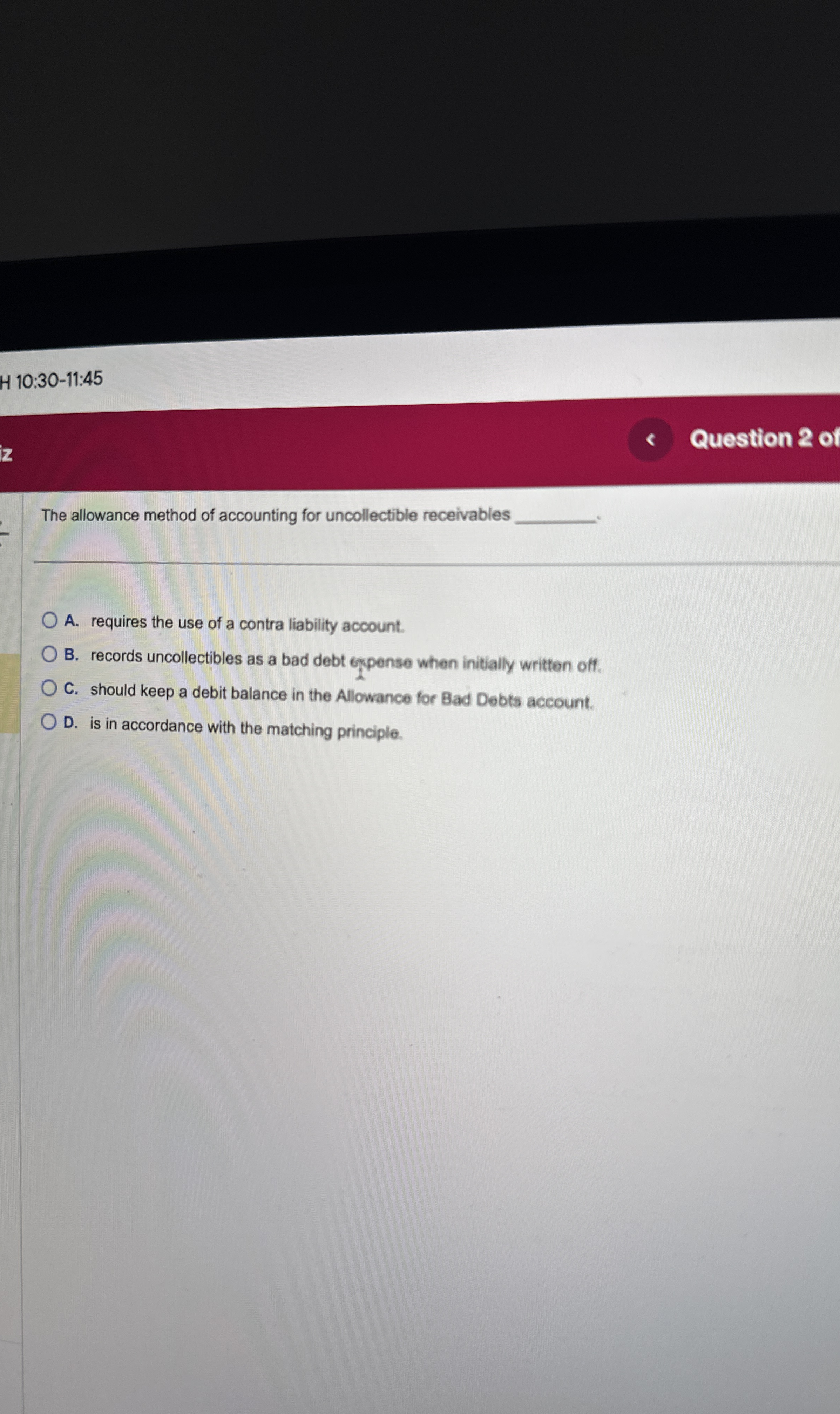 H 1 0 : 3 0 - 1 1 : 4 5 Question 2 of The
