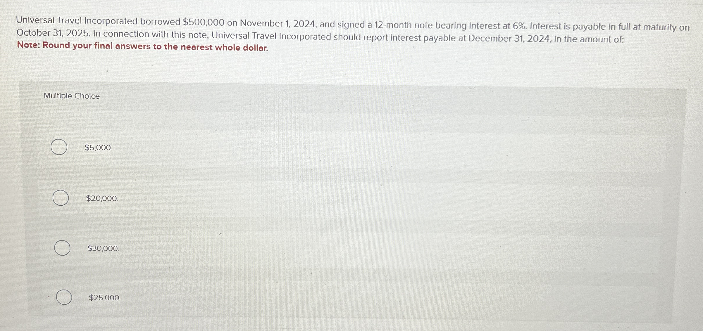 Universal Travel Incorporated borrowed $ 5 0 0 ,