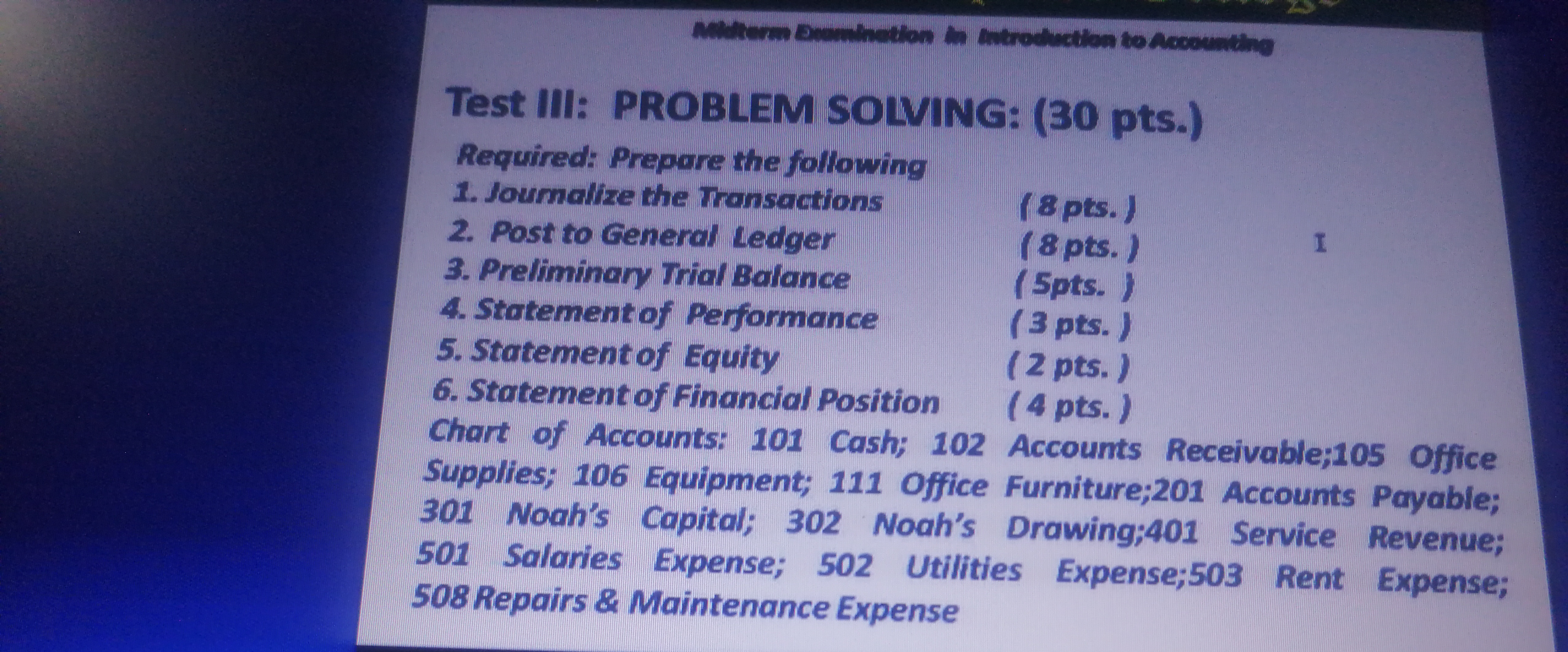 Midterm Exromina to Test III: PROBLEM SOLVING: