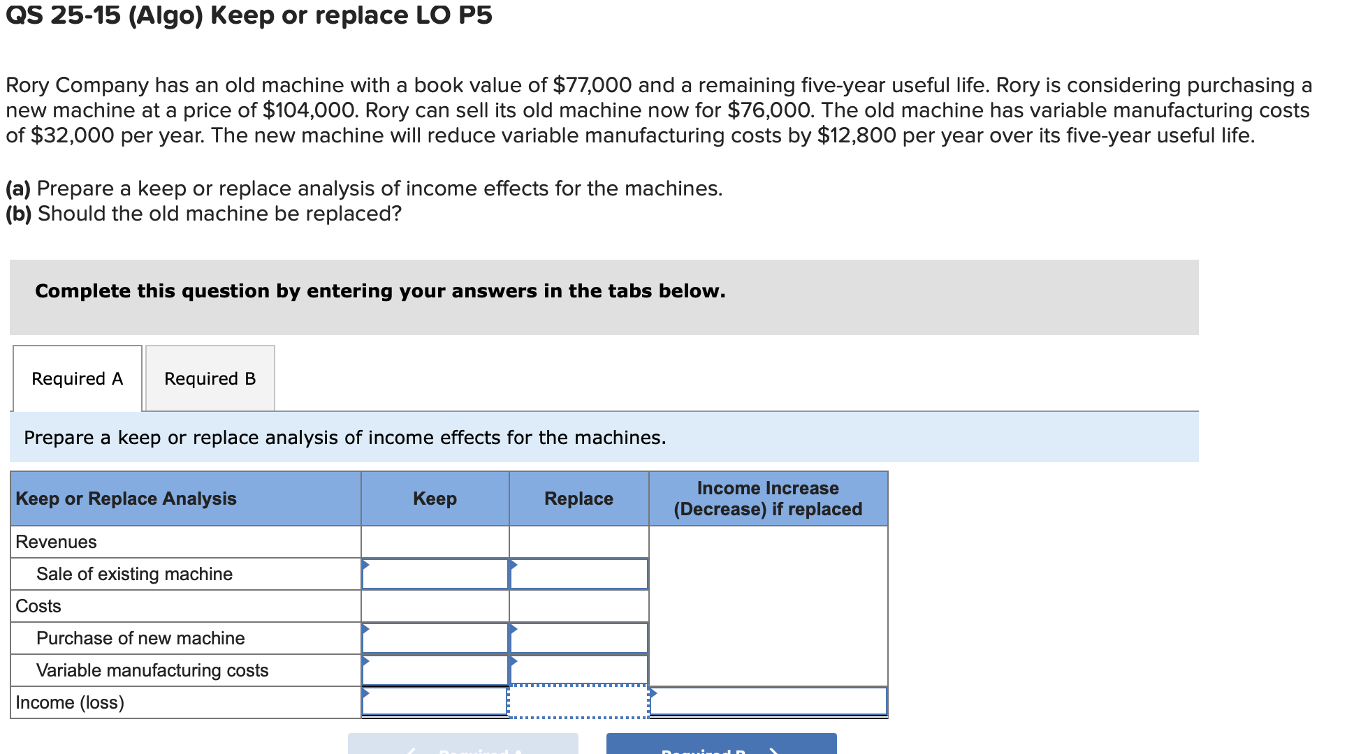 QS 2 5 - 1 5 ( Algo ) Keep or replace LO P 5 Rory