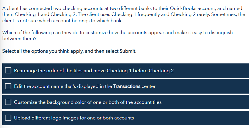 A client has connected two checking accounts at
